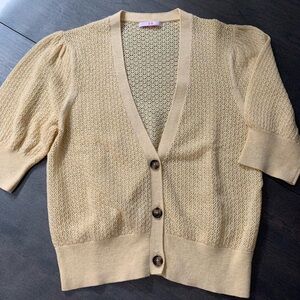 LOFT Yellow Button-Up Cardigan Sweater